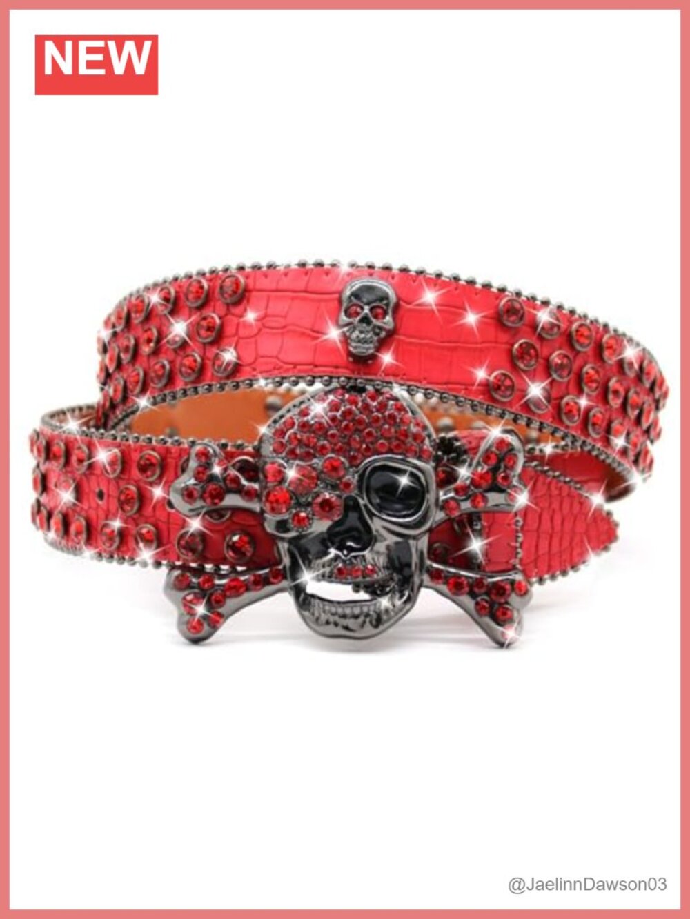 Rhinestone Skull Belt Studded Cowgirl Punk Emo BB Belt Y2k Unbranded